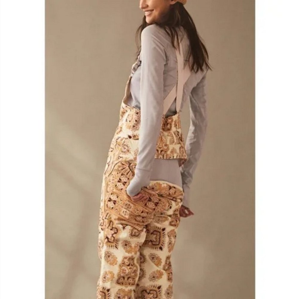 Free People Movement Alpine Glow Printed Snow Bib in Brushed Sail Paisley Size S - Picture 3 of 15